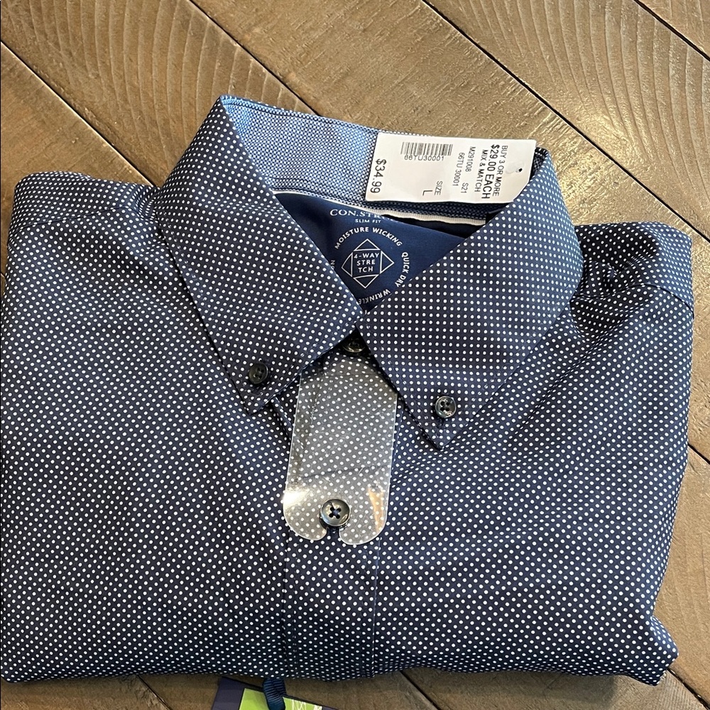 Classic Navy Polka Dot Button-Down Shirt